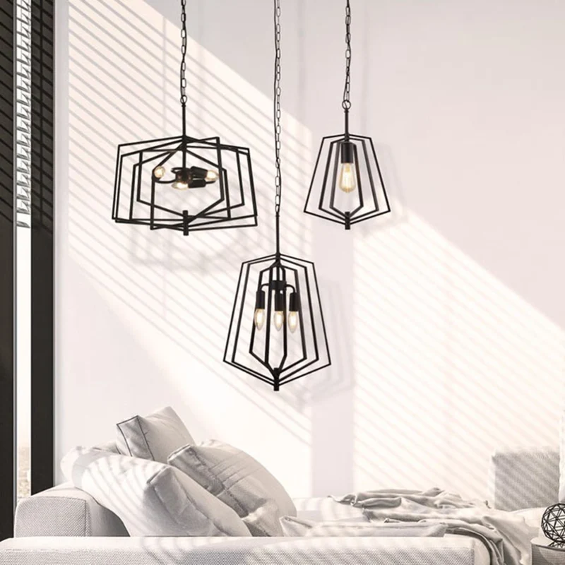 B-Ware Searchlight Hängeleuchte Pendelleuchte Slinky Metall schwarz dreiflammig 50 cm