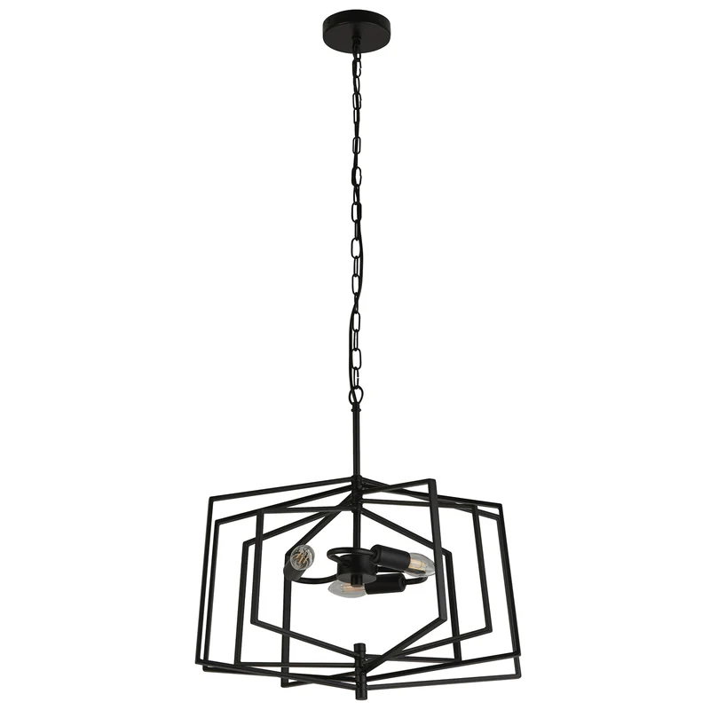 B-Ware Searchlight Hängeleuchte Pendelleuchte Slinky Metall schwarz dreiflammig 50 cm