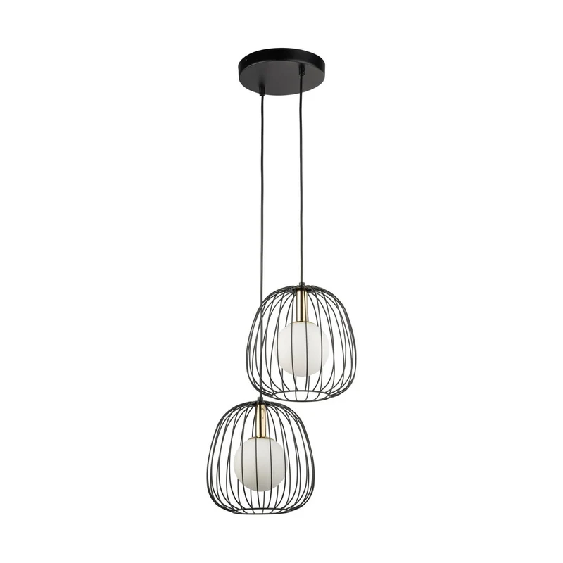 B-Ware SIGMA Hängeleuchte Pendellampe Esszimmerlampe schwarz gold weiß 2flg modern193