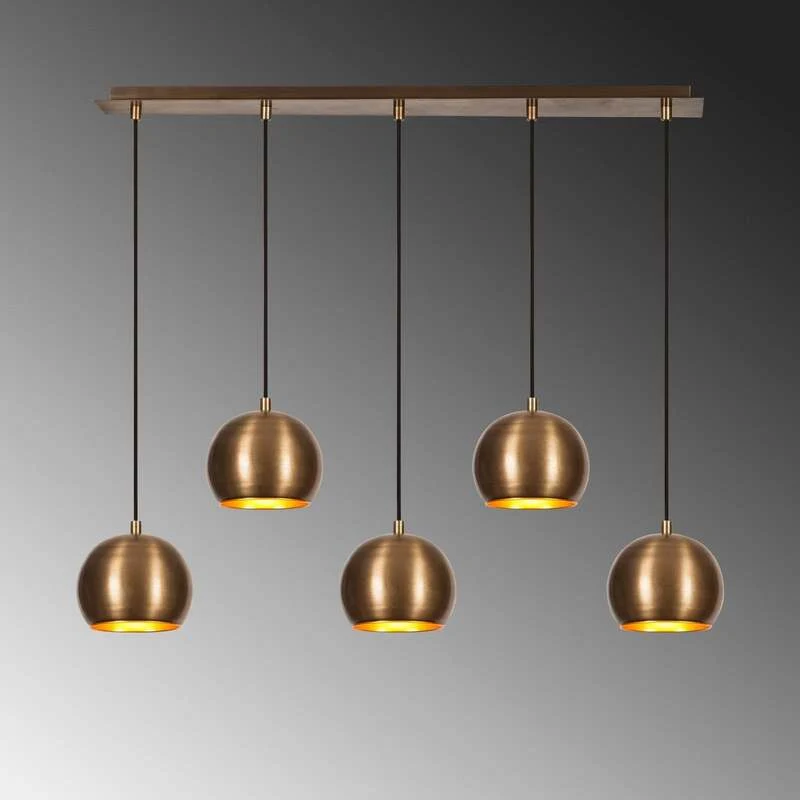 B-Ware Hängeleuchte Sivani MR-1000 gold antik Eisen 5-flammig Deckenlampe Lampe Leuc498