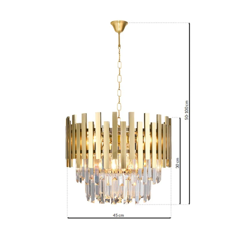 B-Ware Aspen Hängelampe Pendelleuchte gold Metall Glas Glaskristalle transparent 30 cm