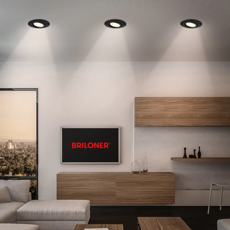 B-Ware Briloner Einbaulampe Deckenstrahler Klira schwarz 3er-Set dimmbar schwenkbar