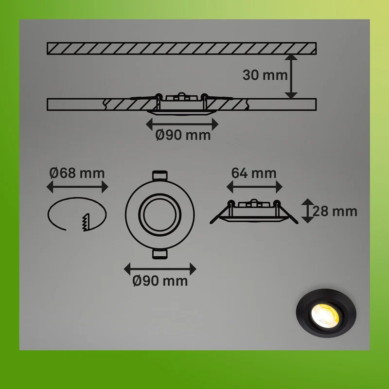 B-Ware Briloner Einbaulampe Deckenstrahler Klira schwarz 3er-Set dimmbar schwenkbar