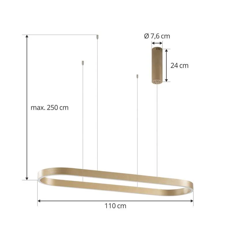 B-Ware Lucande Hängeleuchte Melinay LED Pendelleuchte dimmbar gold CCT Tuya 110x32cm