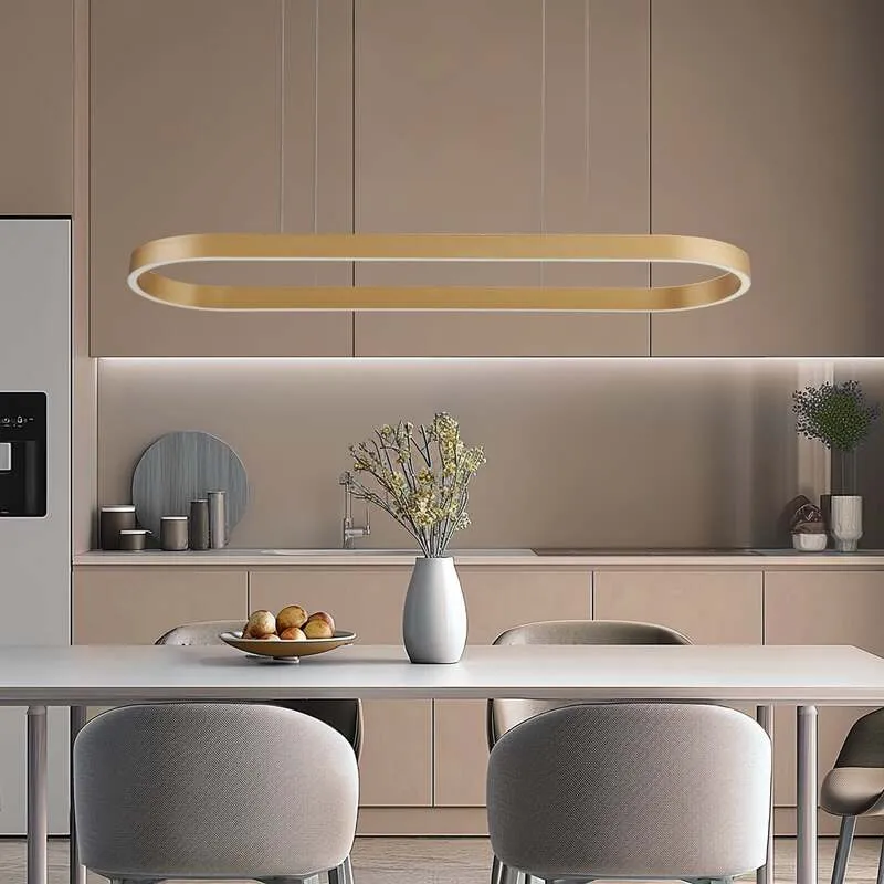 B-Ware Lucande Hängeleuchte Melinay LED Pendelleuchte dimmbar gold CCT Tuya 110x32cm
