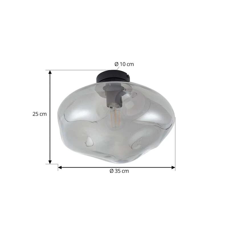 B-Ware Lindby Deckenleuchte Lelia LED Lampe dimmbar Glas rauchgrau Ø35cm 25cm hoch
