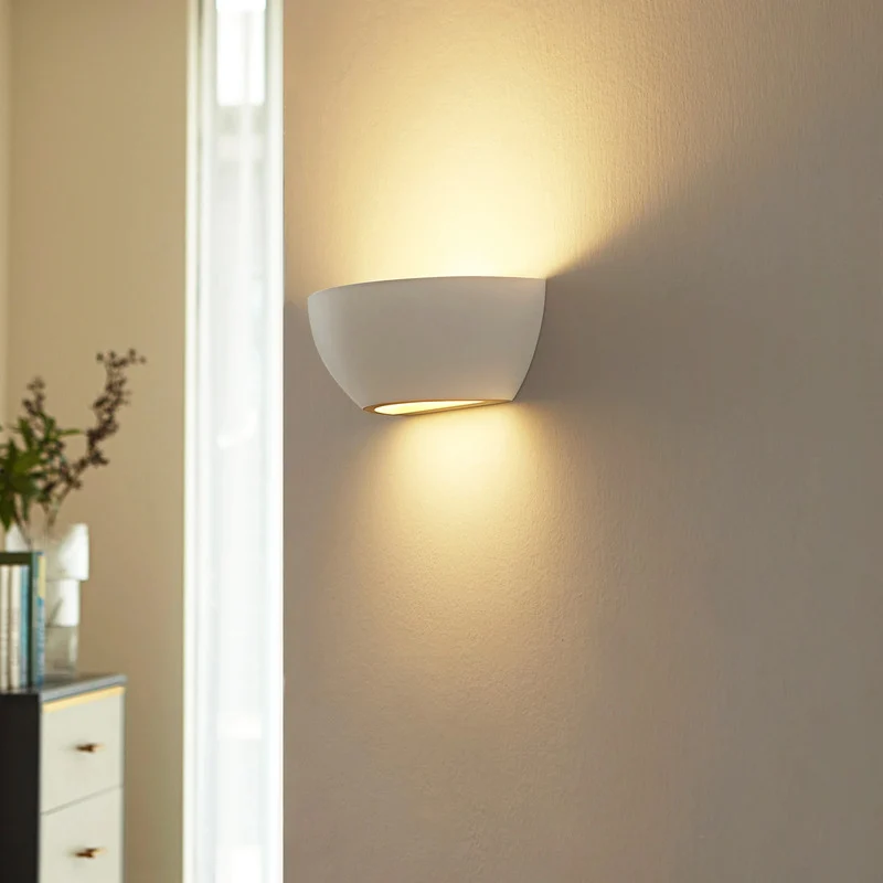 B-Ware Lindby Wandlampe Wandleuchte Jimmy LED dimmbar Gips weiß 24,5x9,5cm IP20 Lampe