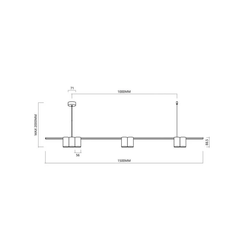 B-Ware Hängelampe Genesis Alu schwarz/gold 7 x GU10 Länge 150 cm Lampe SIEHE TEXT/FOTO