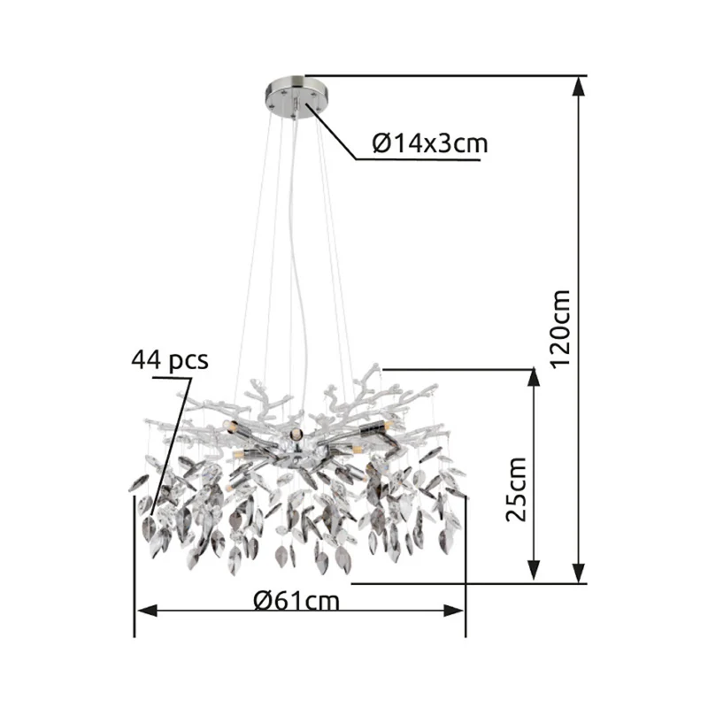 B-Ware Globo Kronleuchter Danna Deckenleuchte chromfarben/rauchgrau/klar Ø61cm Lampe G9