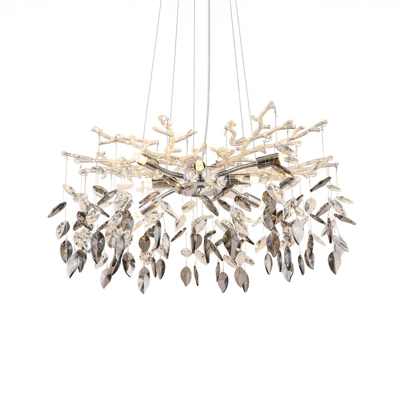 B-Ware Globo Kronleuchter Danna Deckenleuchte chromfarben/rauchgrau/klar Ø61cm Lampe G9