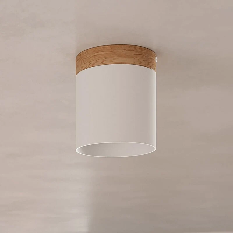 B-Ware Sollux Deckenspot Rif Spot Strahler weiß Holz Aluminium Ø 12 cm dimmbar GU10