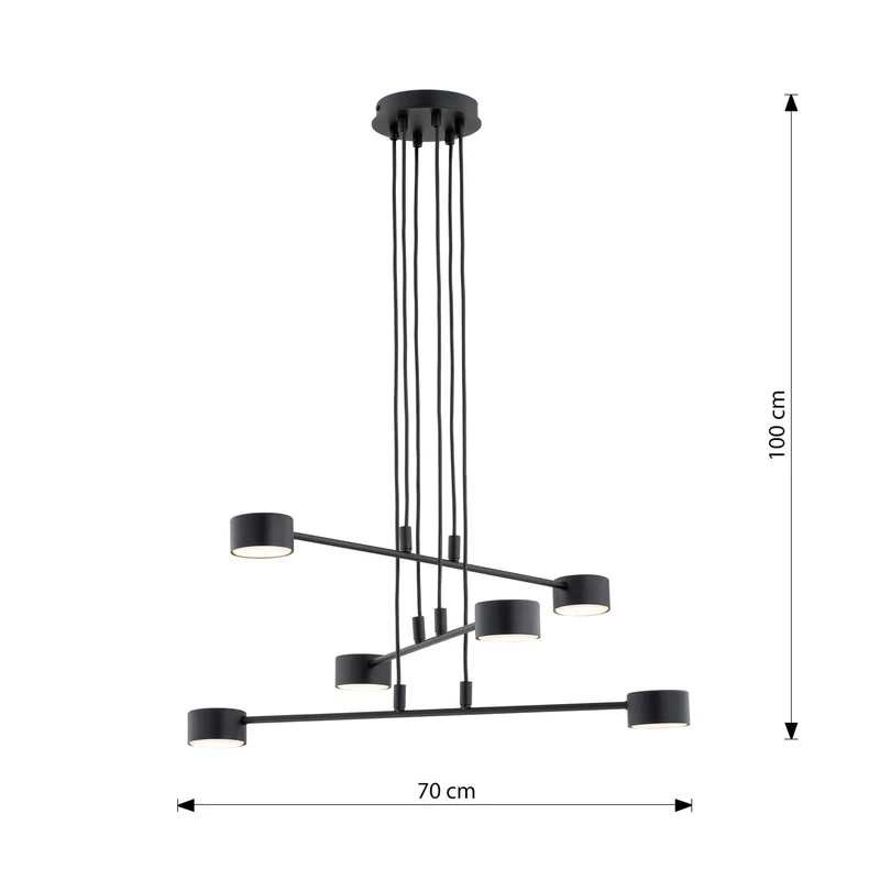 B-Ware Hängeleuchte Modus 6 Stahl sechsflammig GX 53 schwarz Deckenlampe Lampe Leuc446
