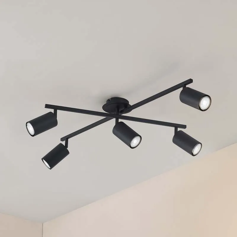 B-Ware Lindby Deckenleuchte Joffrey LED Lampe 5-flammig dimmbar schwarz 78x57,5cm