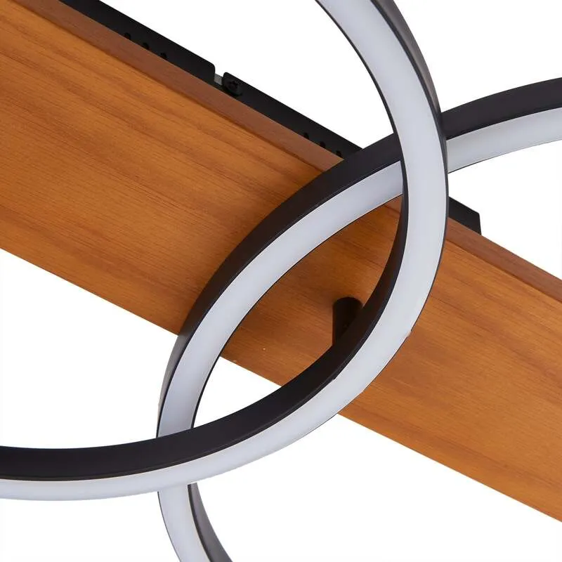 B-Ware Lindby LED-Deckenlampe Galad schwarz Holz 2-flg 75 cm dimmbar warmweiß