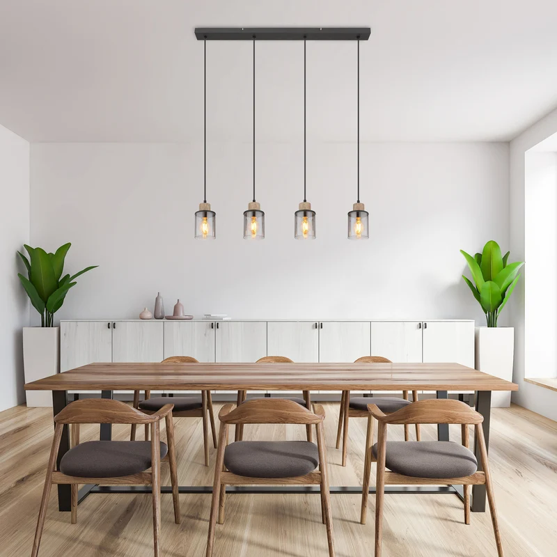 B-Ware Globo Pendelleuchte Hängeleuchte Reid LED 4-flammig dimmbar schwarz rauch 78cm