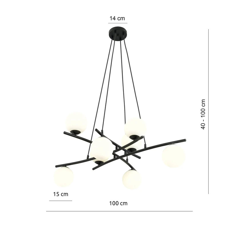 B-Ware Euluna Glassy Hängeleuchte Pendelleuchte Lampe gekreuzt 8-flg Glas opal