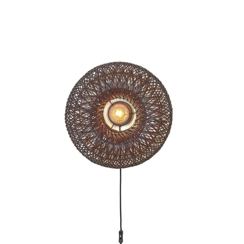 B-Ware Good Mojo Wandlampe Wandleuchte Arizona dunkelrot Bambus Stecker Schalter LED