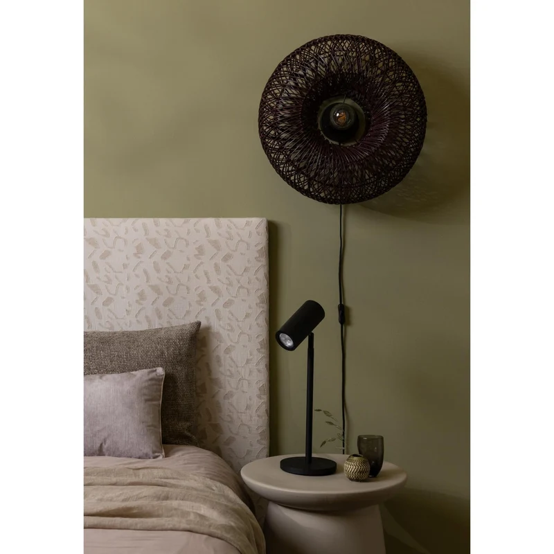 B-Ware Good Mojo Wandlampe Wandleuchte Arizona dunkelrot Bambus Stecker Schalter LED
