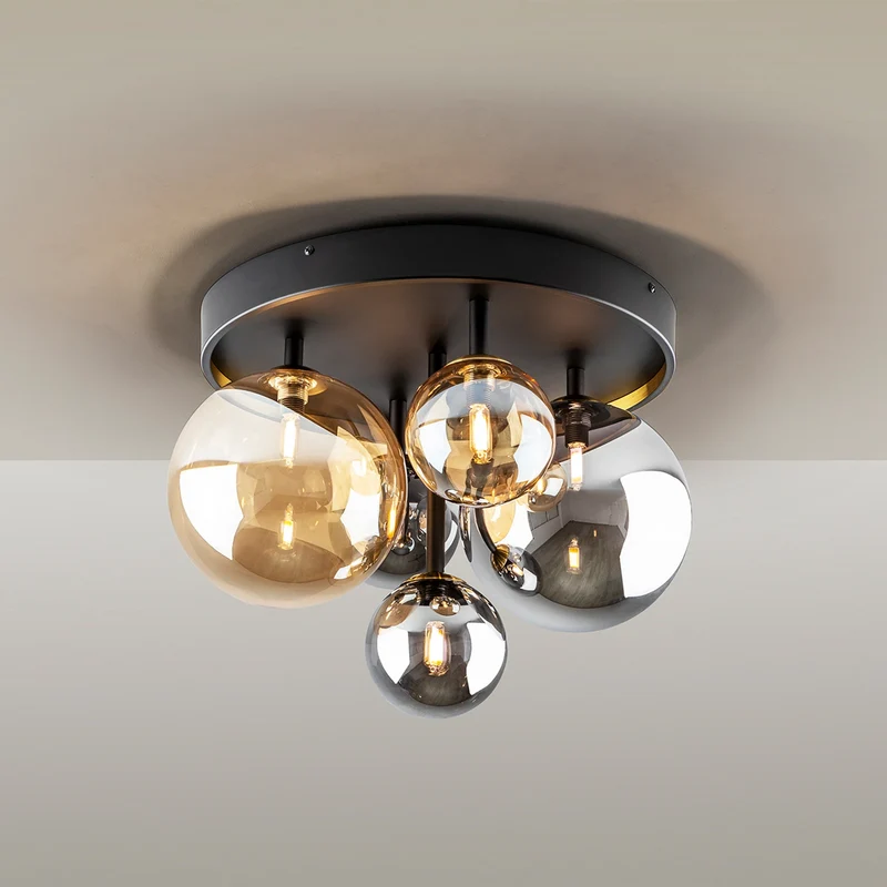 B-Ware Schuller Valencia Deckenleuchte Lampe Dark Glas schwarz bunt getönt G9 LED 5-flg