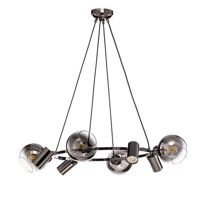 B-Ware Lucea Hängeleuchte Zerde 4+4 Ø 82 cm schwarz-chrom 8-flammig Deckenlampe Lampe