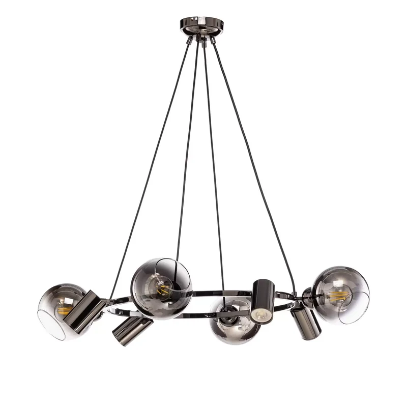 B-Ware Lucea Hängeleuchte Zerde 4+4 Ø 82 cm schwarz-chrom 8-flammig Deckenlampe Lampe