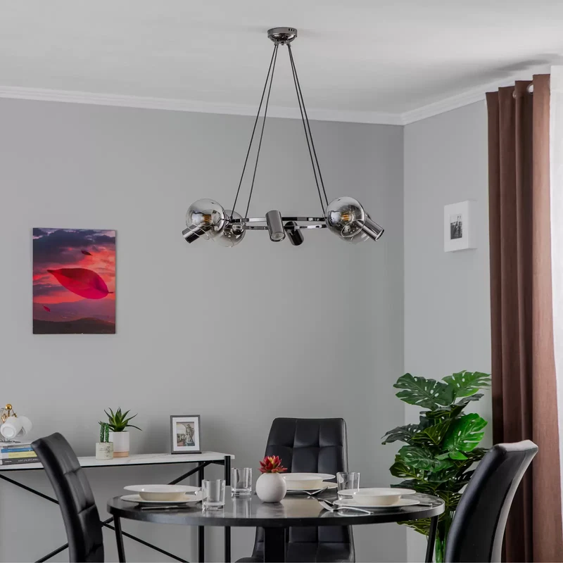 B-Ware Lucea Hängeleuchte Zerde 4+4 Ø 82 cm schwarz-chrom 8-flammig Deckenlampe Lampe