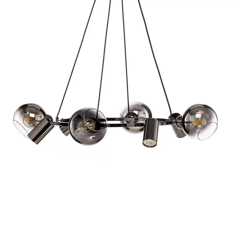 B-Ware Lucea Hängeleuchte Zerde 4+4 Ø 82 cm schwarz-chrom 8-flammig Deckenlampe Lampe