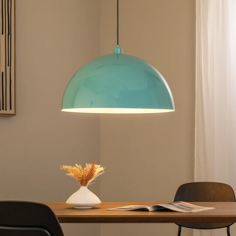 B-Ware Opviq Kure Hängeleuchte Pendelleuchte türkis Metall Ø 60 cm E27 Esszimmerlampe