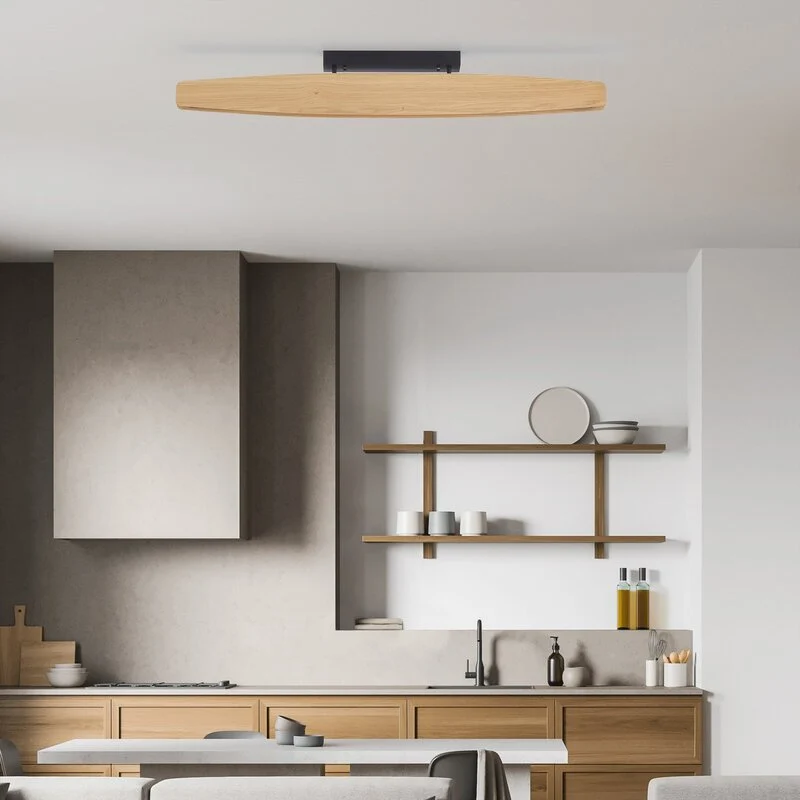 B-Ware Rothfels Deckenleuchte Deckenlampe LED Eiche Persida Handarbeit warmweiß 118 cm