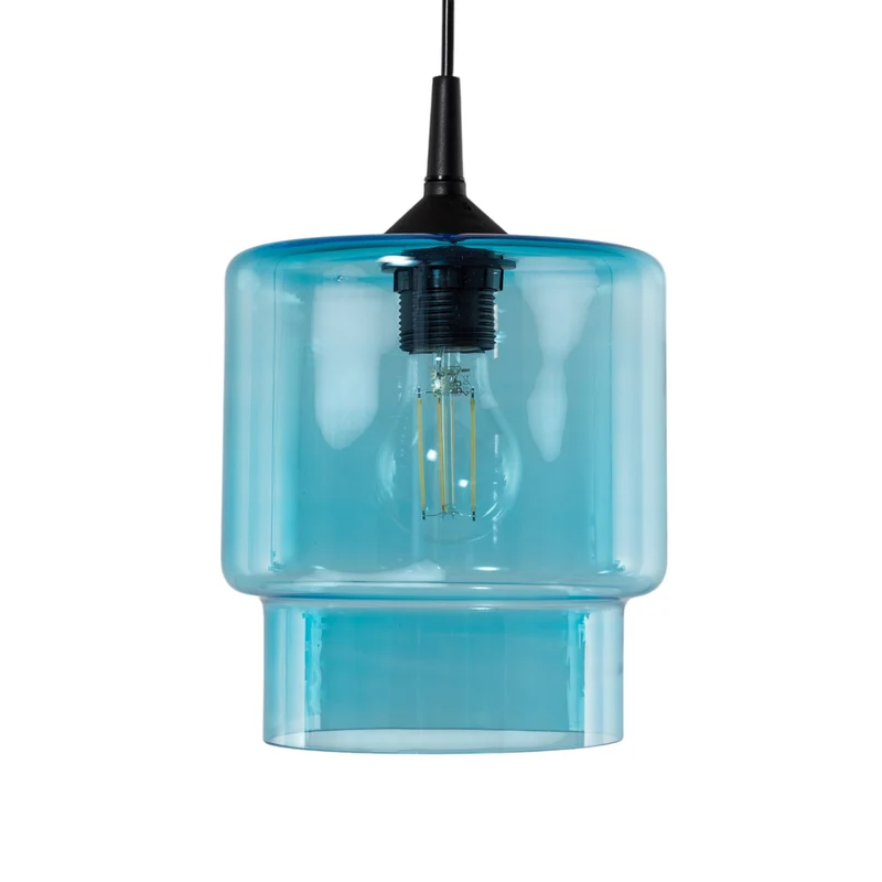 B-Ware Argon Pendelleuchte Hängeleuchte Glas Nesto marineblau E27 Leuchte Lampe