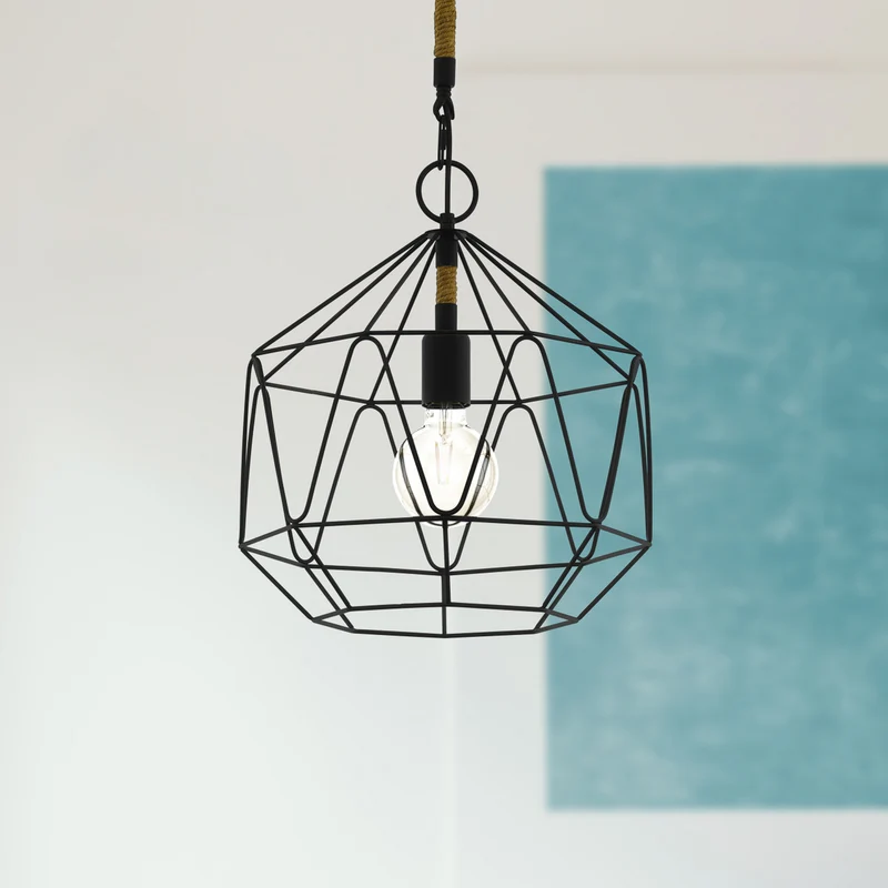 B-Ware Eglo Hängeleuchte Pendelleuchte Cottingham dimmbar schwarz braun Stahl Hanf 37cm