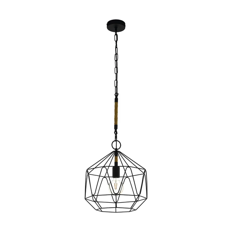 B-Ware Eglo Hängeleuchte Pendelleuchte Cottingham dimmbar schwarz braun Stahl Hanf 37cm