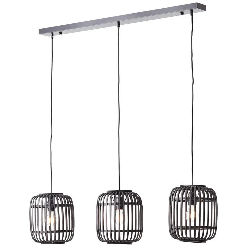 B-Ware Brilliant Pendelleuchte Hängeleuchte Woodrow LED Lampe dimmbar schwarz 3-flammig