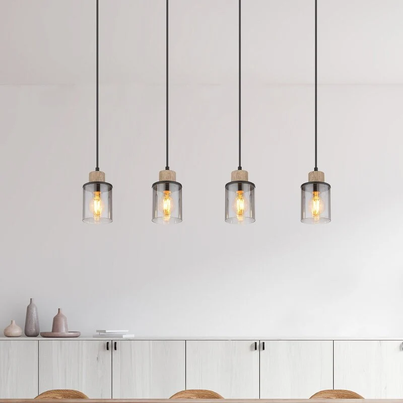 B-Ware Globo Pendelleuchte Hängeleuchte Reid LED 4-flammig dimmbar schwarz rauch 78cm