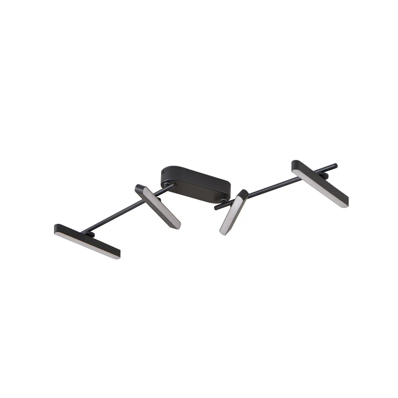 B-Ware Lindby LED-Deckenleuchte Eldrin 4-flg schwarz drehbar für Wohnzimmer 123 cm