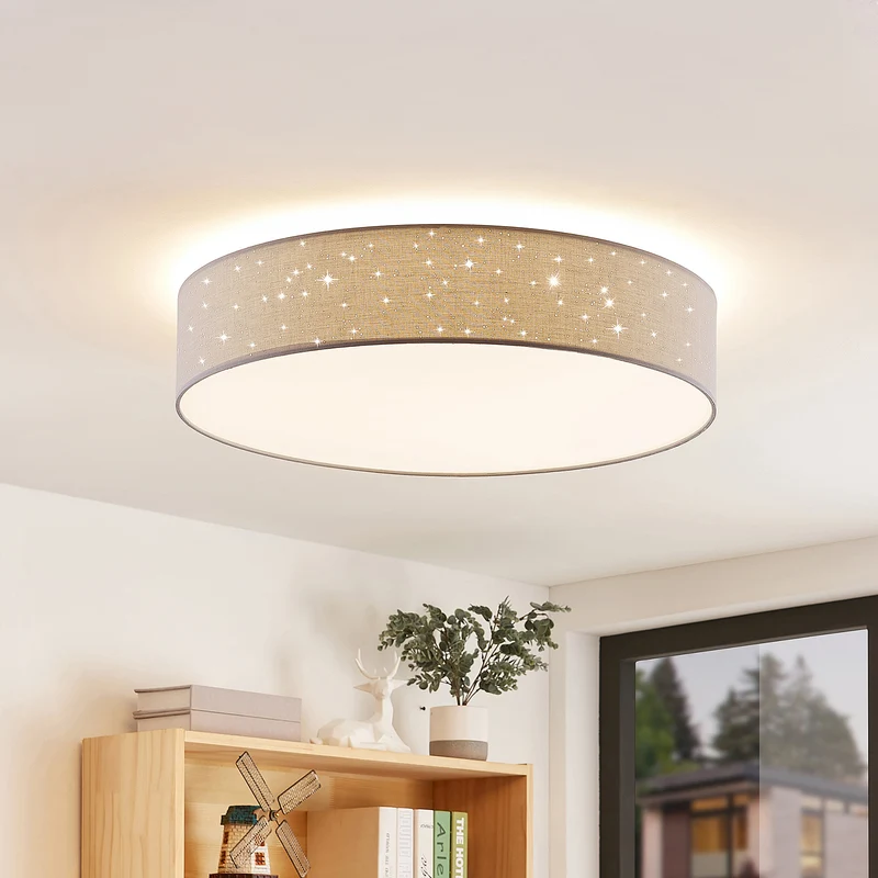 B-Ware Lindby Deckenlampe Ellamina LED Lampe dimmbar hellgrau mit Fernbedienung 60cm