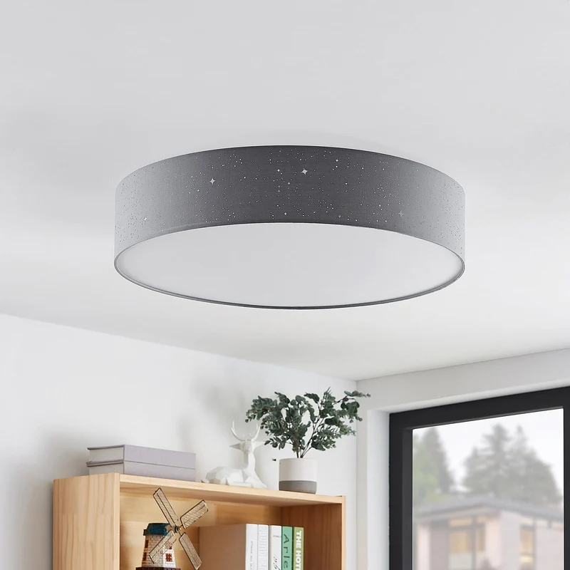 B-Ware Lindby Deckenlampe Ellamina LED Lampe dimmbar hellgrau mit Fernbedienung 60cm