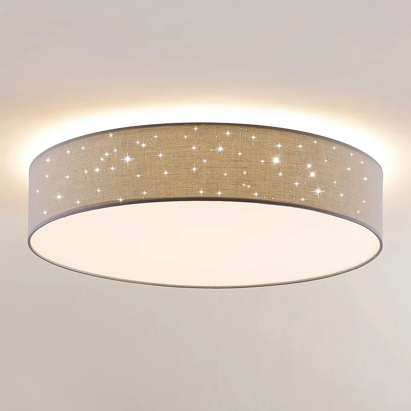 B-Ware Lindby Deckenlampe Ellamina LED Lampe dimmbar hellgrau mit Fernbedienung 60cm