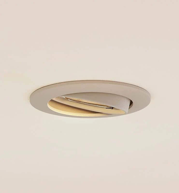 4x B-Ware Prios Deckeneinbauleuchte Fibur beige Zink Ø 8,2 cm dimmbar GU10 10 W