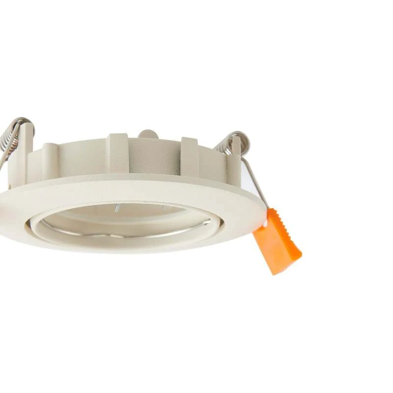 4x B-Ware Prios Deckeneinbauleuchte Fibur beige Zink Ø 8,2 cm dimmbar GU10 10 W