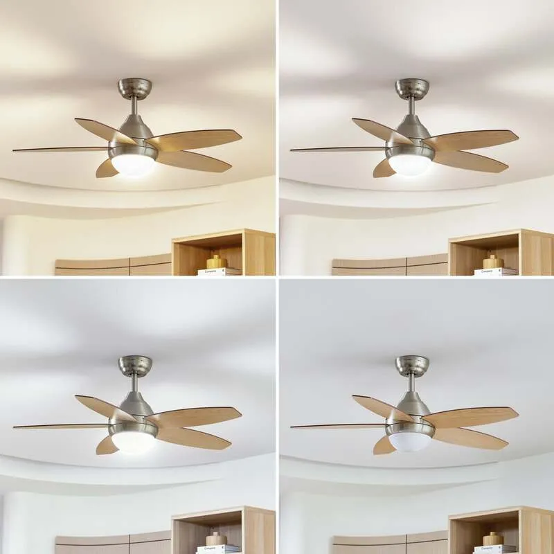 B-Ware Lindby Deckenventilator Ventilator LED Klasika weiß holz hell leise DC 106 cm