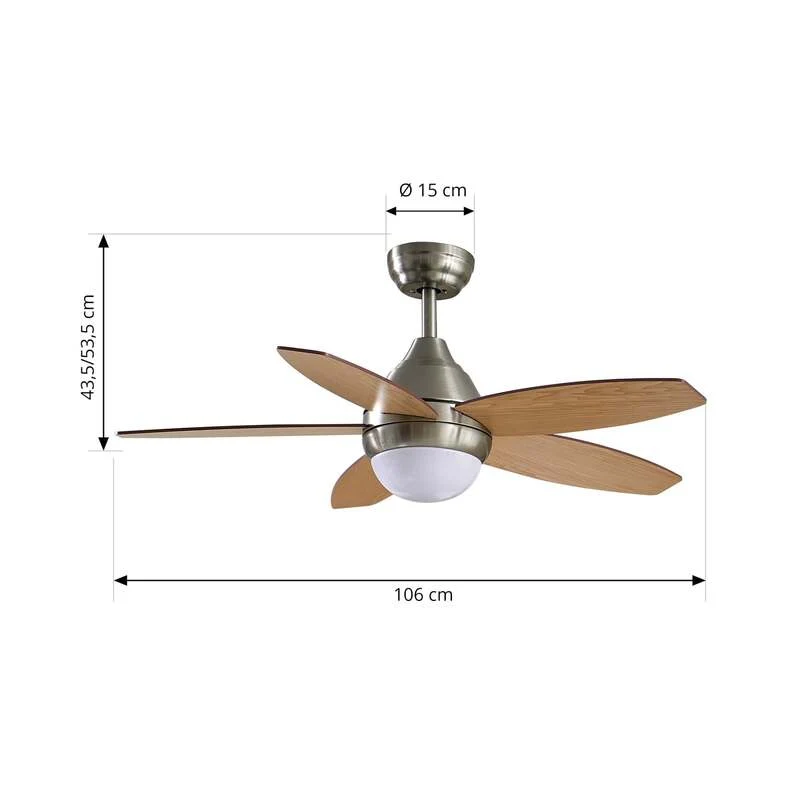 B-Ware Lindby Deckenventilator Ventilator LED Klasika weiß holz hell leise DC 106 cm
