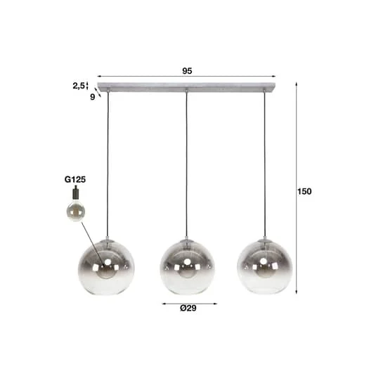 B-Ware Hängeleuchte Allessandra Glasschirme dreiflammig Deckenlampe Pendelleuchte Lampe