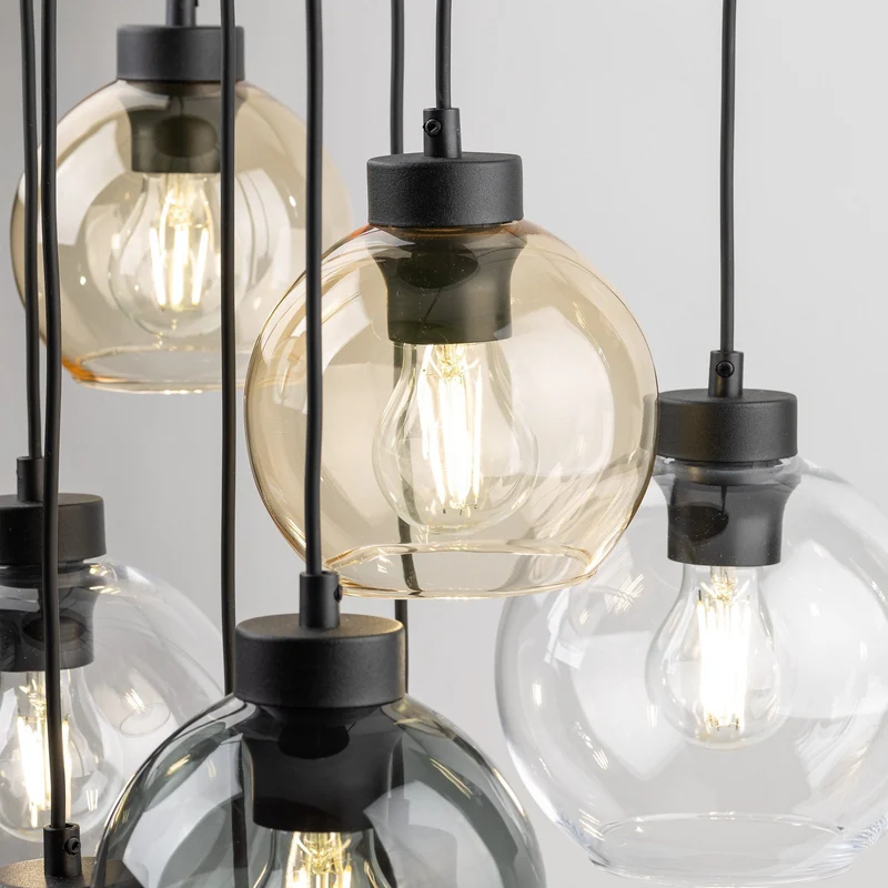 B-Ware Hängelampe Cubus Mix Deckenleuchte Lampe Ø 58 cm mehrfarbig Glas E27 9 flg