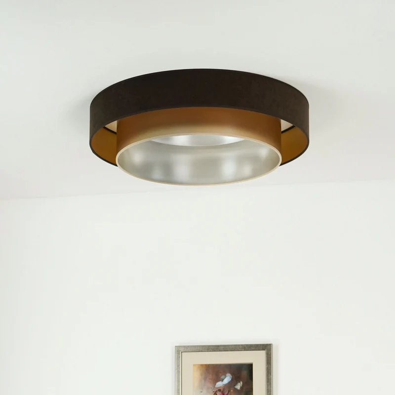 B-Ware Luneta Deckenlampe Deckenleuchte LED Samt braun gold Fernbedienung dimmbar64