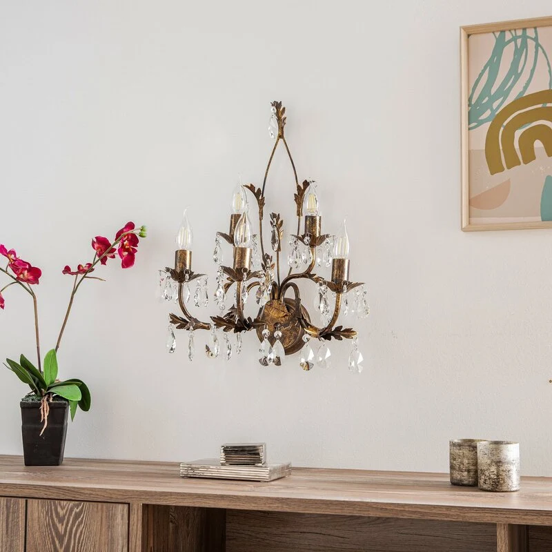 B-Ware ONLI Kristall-Wandleuchte Teresa bronze fünfflammig Wandlampe Lampe Leuchte Spot