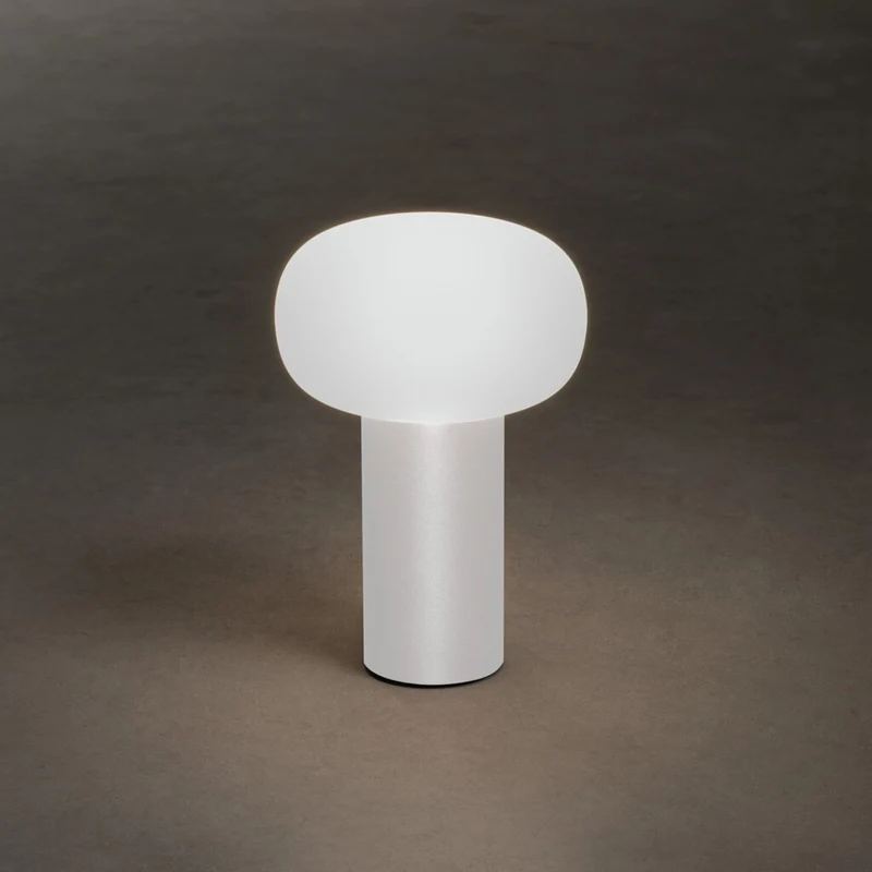 B-Ware Antibes LED Tischleuchte Terrassenleuchte Akku RGBW Glas Aluminium weiß IP54