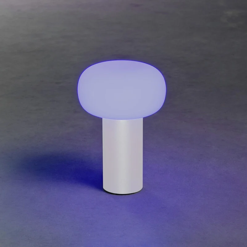 B-Ware Antibes LED Tischleuchte Terrassenleuchte Akku RGBW Glas Aluminium weiß IP54