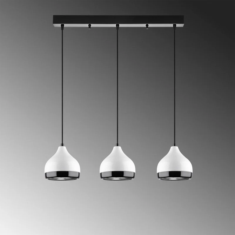 B-Ware Yildo Hängeleuchte Pendelleuchte 6878 weiß/schwarz Metall 3-flammig linear