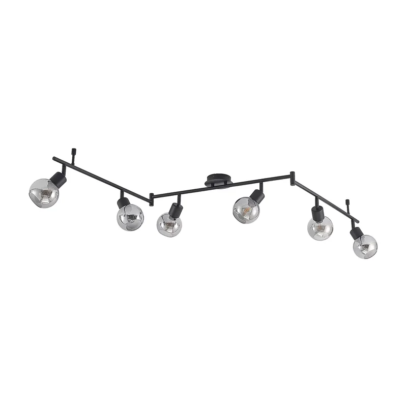 B-Ware Lindby Deckenstrahler Eridia LED dimmbar schwarz 6-flammig 180cm Rauchglas